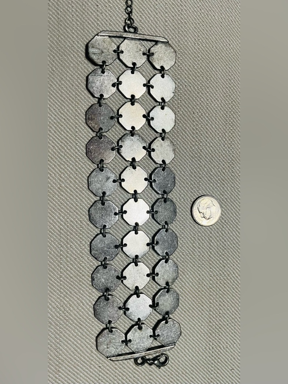 Gunmetal Octagon-Link Statement Bracelet